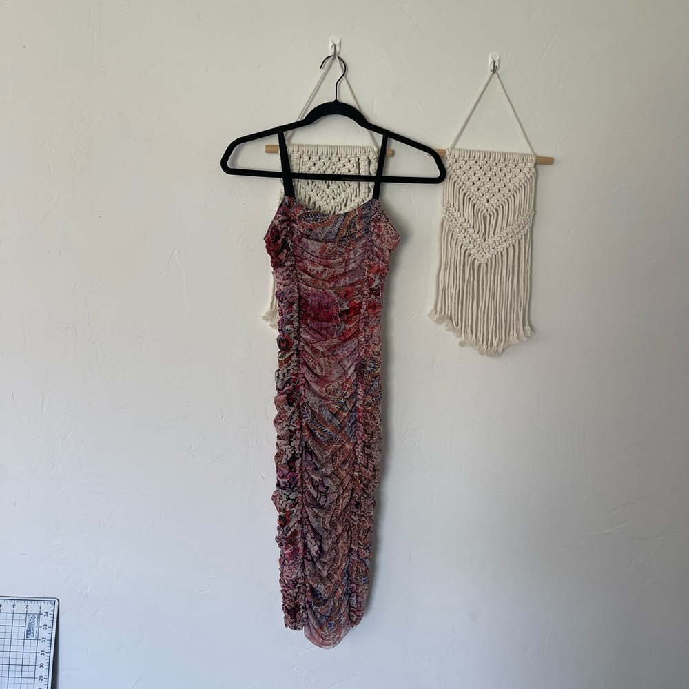 Marciano Paisley Print Ruched Dress